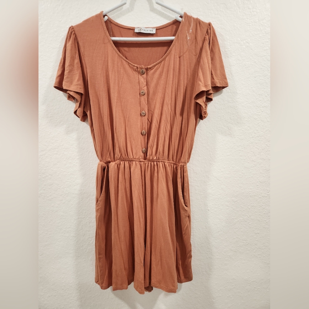 Forever 21 Brown Ruffled Peplum Jumpsuit